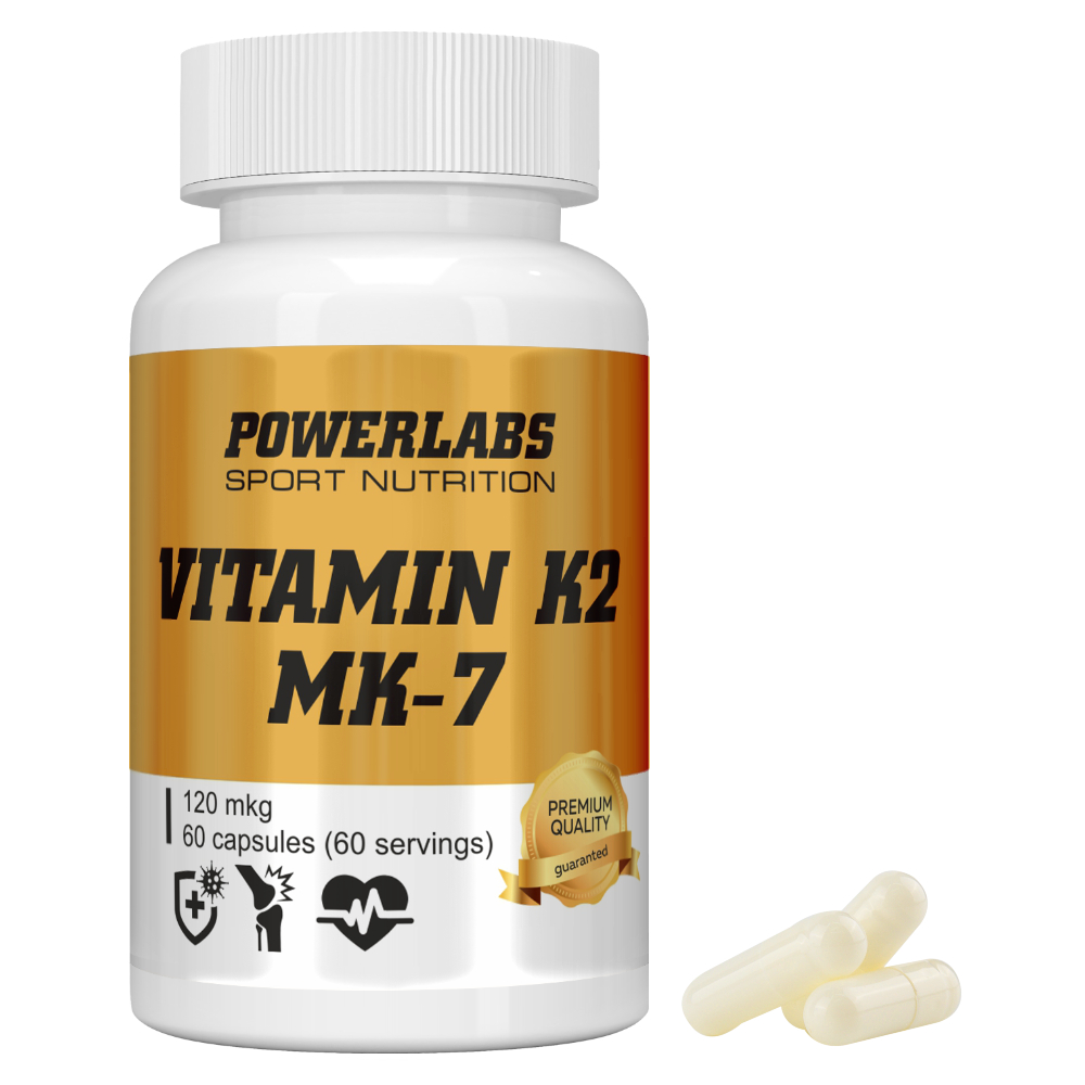 Витамины PowerLabs Витамин K2 MK-7 120 мкг 60 капсул